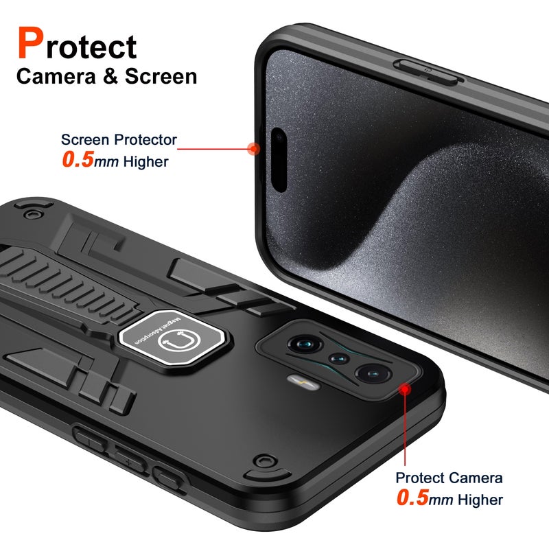 BURAQ Case Cover For Xiaomi Redmi K50 Gaming Shockproof Holder Phone Case(Black) - Image 5