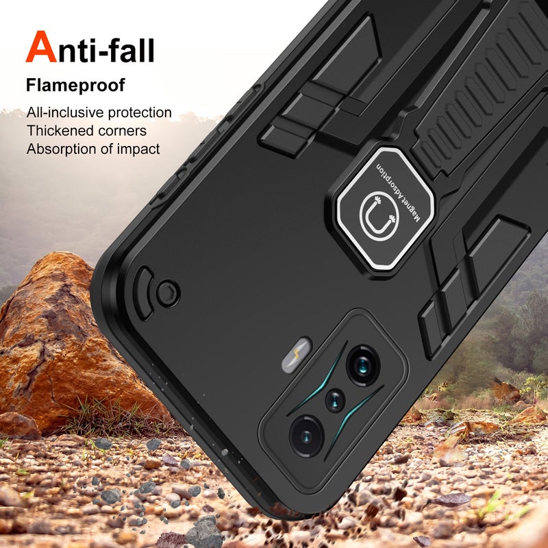 BURAQ Case Cover For Xiaomi Redmi K50 Gaming Shockproof Holder Phone Case(Black) - Image 3