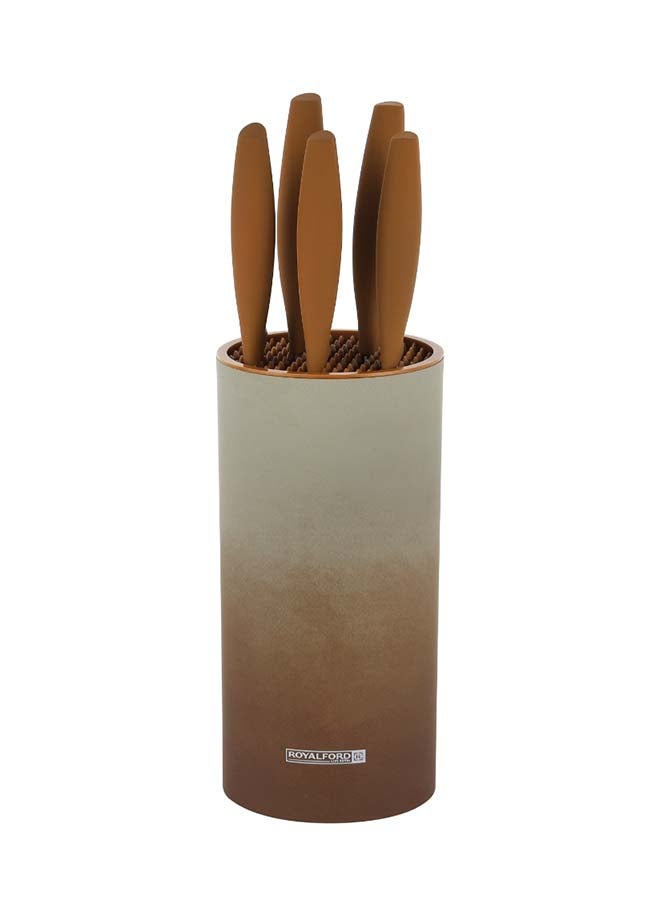 Royalford 6-Piece Knife Set Brown - Image 1