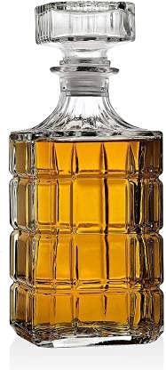 BIG CART BIG CART 1000ML Pack OF1 Crystal Clear Square Shape Decanter with Small Square Cap for Wine and Whiskey Drinking Champagne Drinking Glass Bottle Decanter wCap StopperChex Decanter - Image 1
