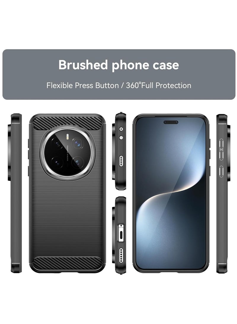 Honor Magic7 Pro 5G 2024 Silicone Brushed Texture Protective Case Cover - Black