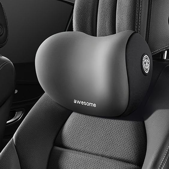 N2J2 SHOP Car Neck Pillow Neck Pain Relief for Long Drive Car Seat Back Head Rest Memory Foam Pillow for Driving Car & Office with Adjustable Strap and Breathable Removable Cover (1 Pcs, Black) - Image 1