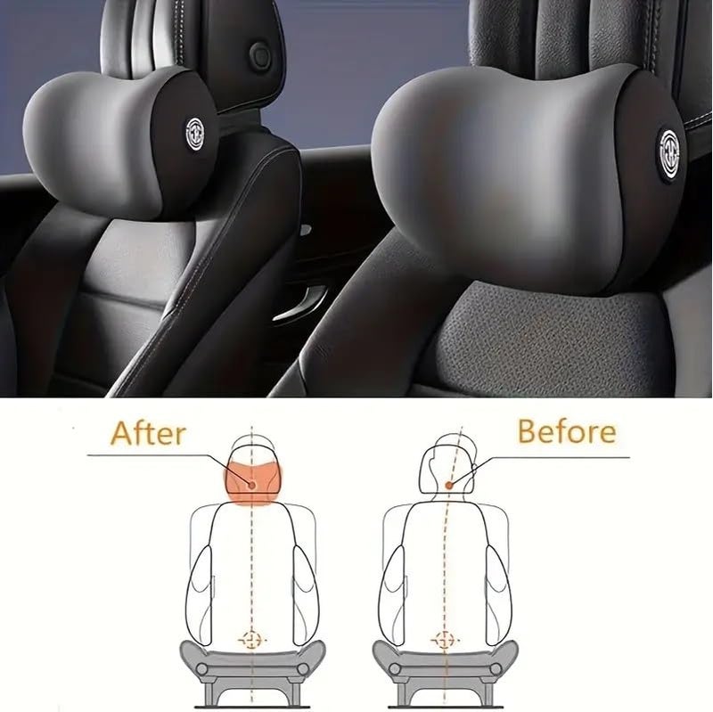N2J2 SHOP Car Neck Pillow Neck Pain Relief for Long Drive Car Seat Back Head Rest Memory Foam Pillow for Driving Car & Office with Adjustable Strap and Breathable Removable Cover (1 Pcs, Black) - Image 5