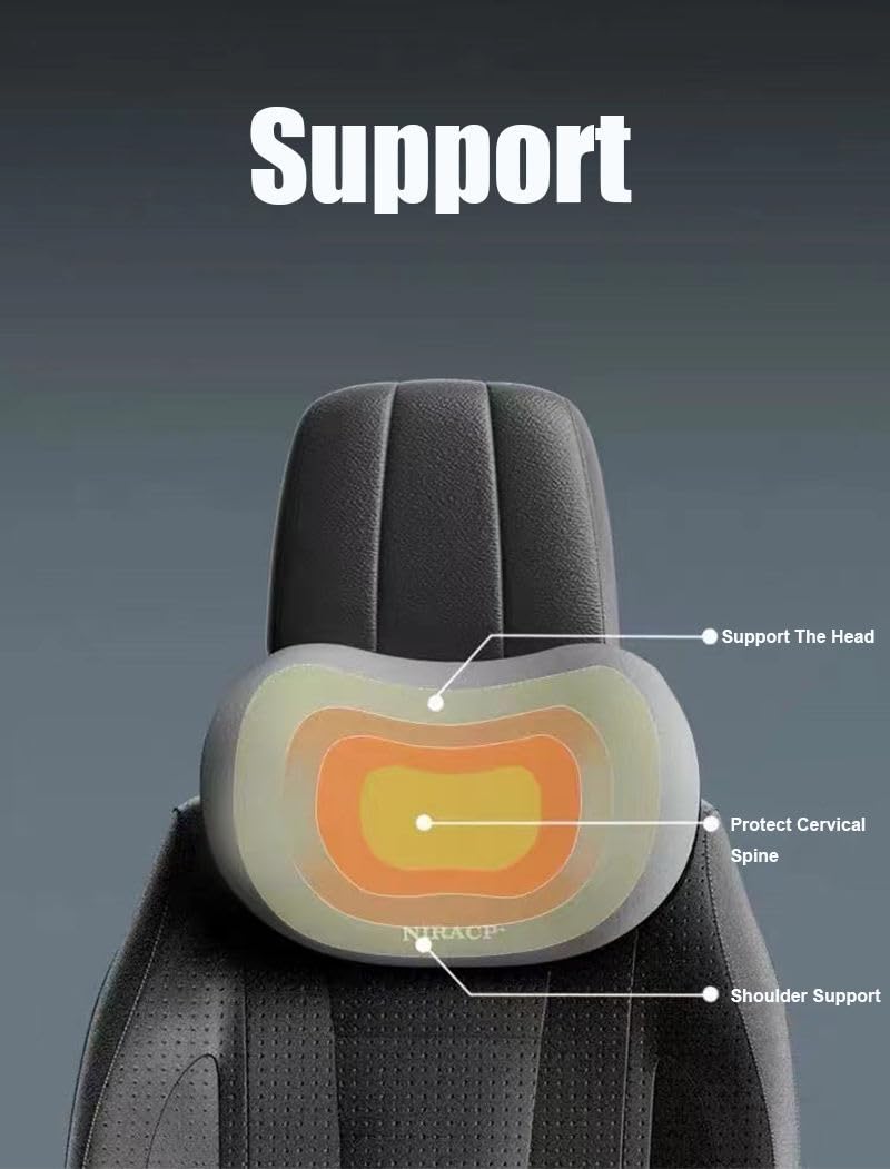 N2J2 SHOP Car Neck Pillow Neck Pain Relief for Long Drive Car Seat Back Head Rest Memory Foam Pillow for Driving Car & Office with Adjustable Strap and Breathable Removable Cover (1 Pcs, Black) - Image 3