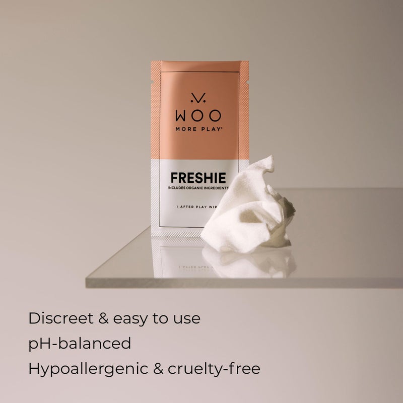 Woo More Play Freshies: All-Natural Feminine Intimacy Towelette Wipes with Coconut Water and Aloe Vera, Promotes Feminine Health & Helps Alleviate Irritation - Vegan and Cruelty Free, 20ct - Image 4