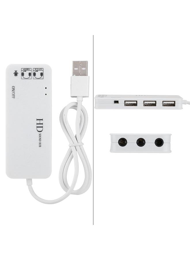 Thoraya 3-Port USB HUB External 7.1 Channel Audio Sound Card Adapter Splitter (White)  - Image 4