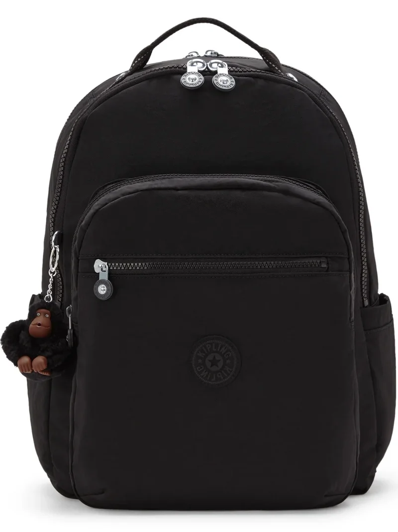 كيبلينغ حقيبة ظهر سول لاب كبيرة مع جيب للابتوب أسود حقيقي