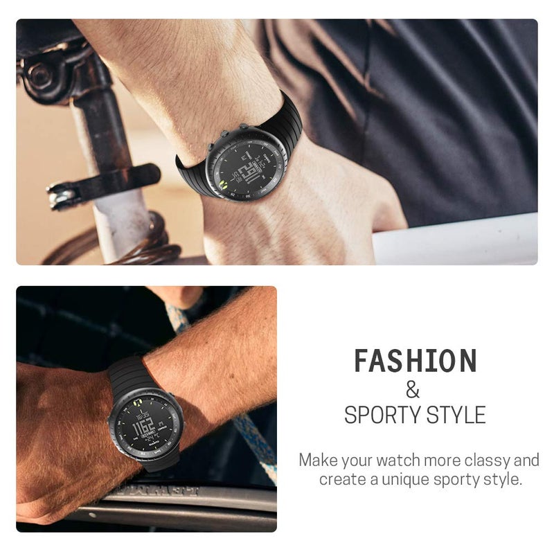 ANCOOL Compatible with Suunto Core Watch Band,Soft TPU Replacement Strap Sport Wristband Metal Clasp for Suunto Core Fitness Smart Watch-Black - Image 5