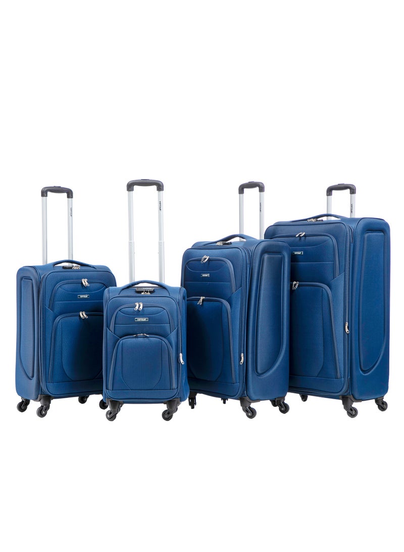 Fabric Luggage Set of 4 Piece Lightweight Suitcase Set of 20", 24", 28", and 32" featuring 360° spinner wheels, a combination lock, an aluminum alloy handle, and a large soft case travel trolley bag design built for all travel needs