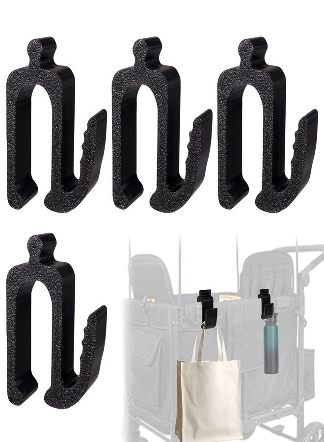 Sinbana 4pcs Multifunctional Side Hooks Compatible with Wonderfold Wagon W4, Black Side Hooks Space-Saving Travel Organizer Accessories for Groceries Diaper Bags - Image 1