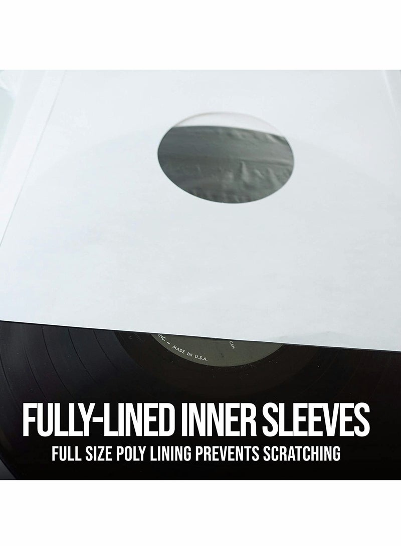Poly Lined Paper Sleeves for LP Records, 20 Pcs Inner Sleeves for Protection and Storage (80 GSM White Kraft)  - Image 3