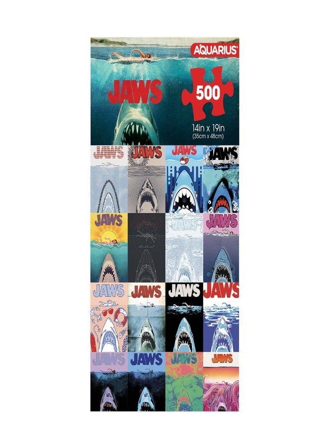 Aquarius Jaws 50th Anniversary Posters 500pc Puzzle (500 Piece Jigsaw Puzzle) - Glare Free - Precision Fit - Officially Licensed Jaws Merchandise & Collectibles - 14x19 Inches - Image 1