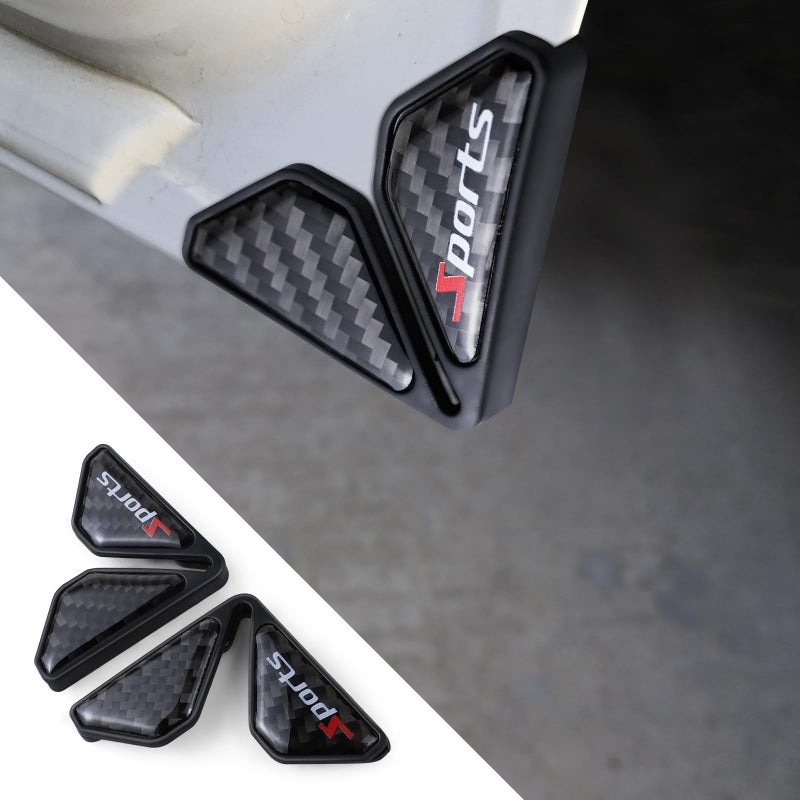 Wogomz 2PCS Car Door Corner Guards Carbon Fiber Auto Front Door Edge Guards AntiCollision Car Door Corner Protector Sticker Universal Car Accessories Decoration Black Sport