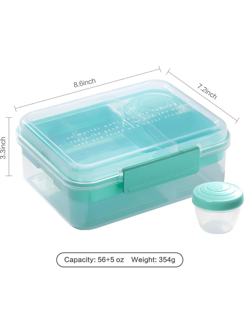 SYOSI Bento Lunch Box, Food Storage Container, 5 Compartment Leak Proof Reusable Meal Prep Box with Yogurt Cup BPA Free Freezer Safe for School Office Travel, 1 Set - Image 5