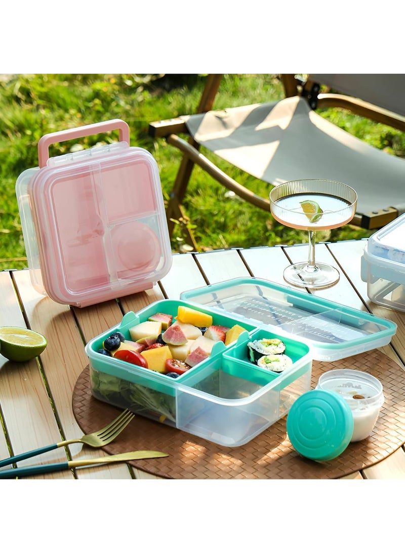 SYOSI Bento Lunch Box, Food Storage Container, 5 Compartment Leak Proof Reusable Meal Prep Box with Yogurt Cup BPA Free Freezer Safe for School Office Travel, 1 Set - Image 3