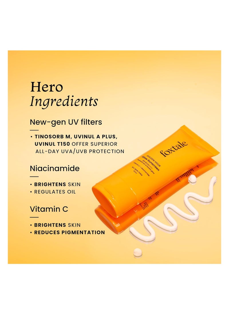 foxtale - FoxTale (Pack Of 3)Glow Sunscreen Spf 50 Pa++++ Lightweight With Vitamin C&Niacinamide|Fast Absorbing|Uva&Uvb Filters Prevents Tanning|No White Cast|Non-Greasy|For Men&Women|All Skin Types-50 Ml - Image 1