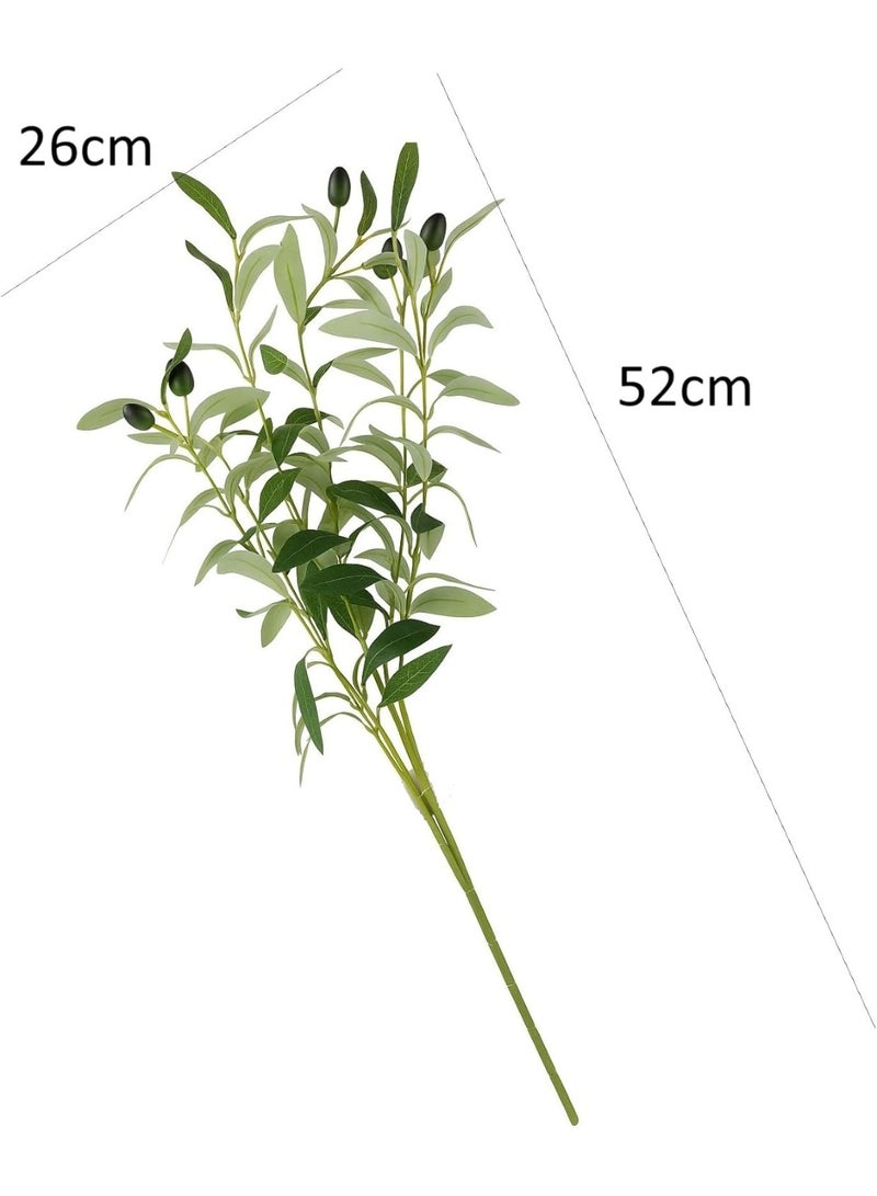 Artificial Green Olives Stem Leaves Bundle Fake Bunch Decoration for Home Office Kitchen Decor - Image 2