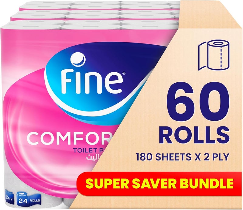 Fine Comfort Toilet Paper 2-Ply, 60 Rolls - Image 1