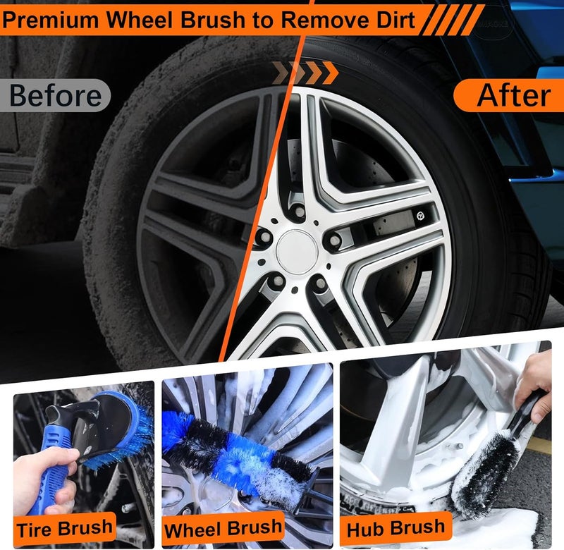 MIAOKE Car Detailing Kit - Complete Cleaning Set for Wheels, Interior, Exterior, Leather, Dashboard, and Vents - Image 4