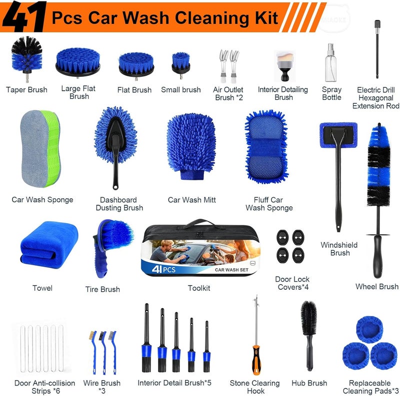 MIAOKE Car Detailing Kit - Complete Cleaning Set for Wheels, Interior, Exterior, Leather, Dashboard, and Vents - Image 2