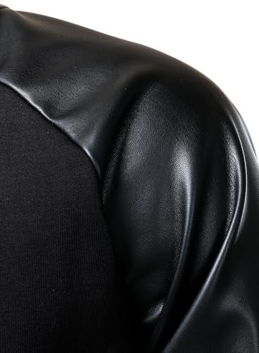 FANARCHER Men’s Varsity Baseball Jacket Cotton Blend Letterman Jacket with Faux Leather Sleeve Bomber Coat - Image 5