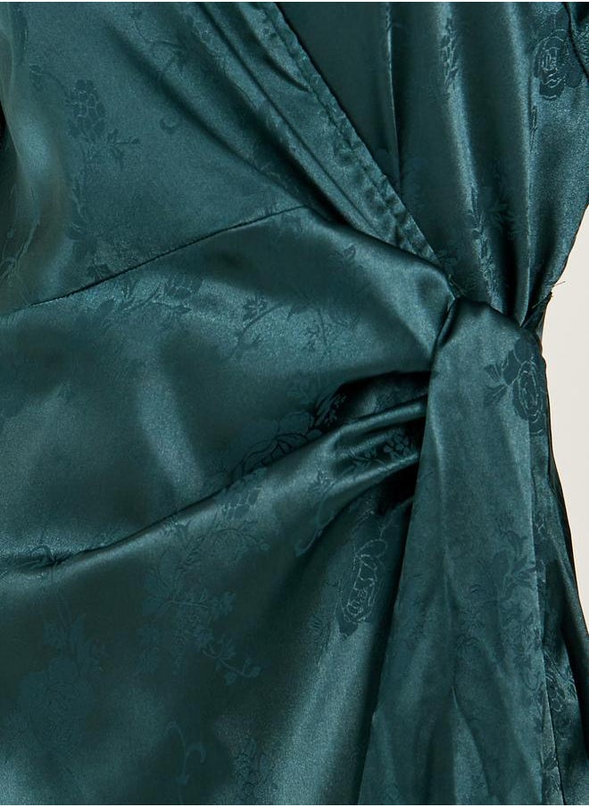 Styli Satin Tassel Detail Long Sleeves Wrap Maxi Dress  - Image 4