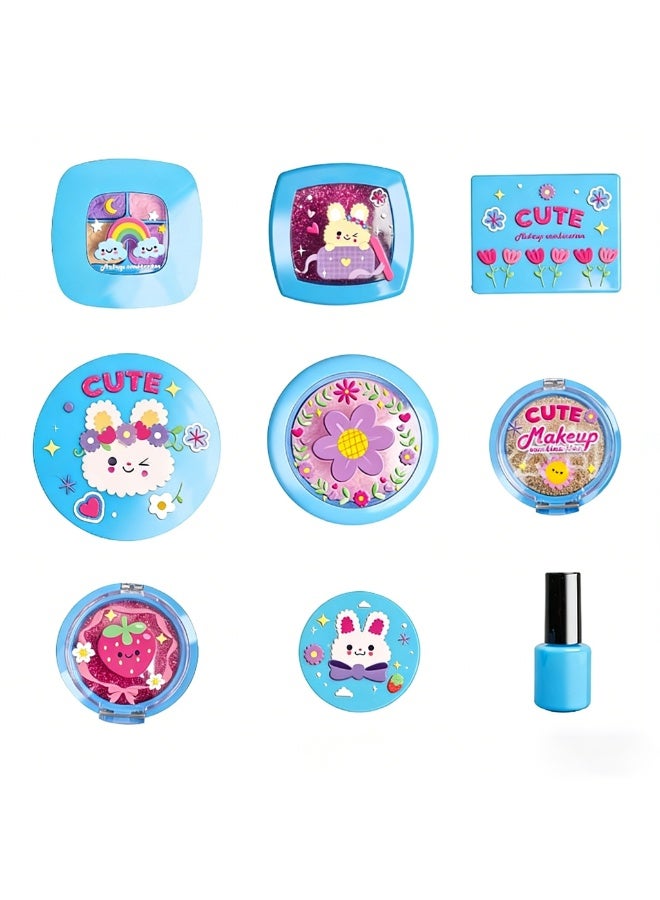 Blue Snowflake Ice Theme Kids Makeup Toy Set – 23PCS Safe Non-Toxic Portable cosmetics case for Girls' Pretend Play & Gifts - Image 3
