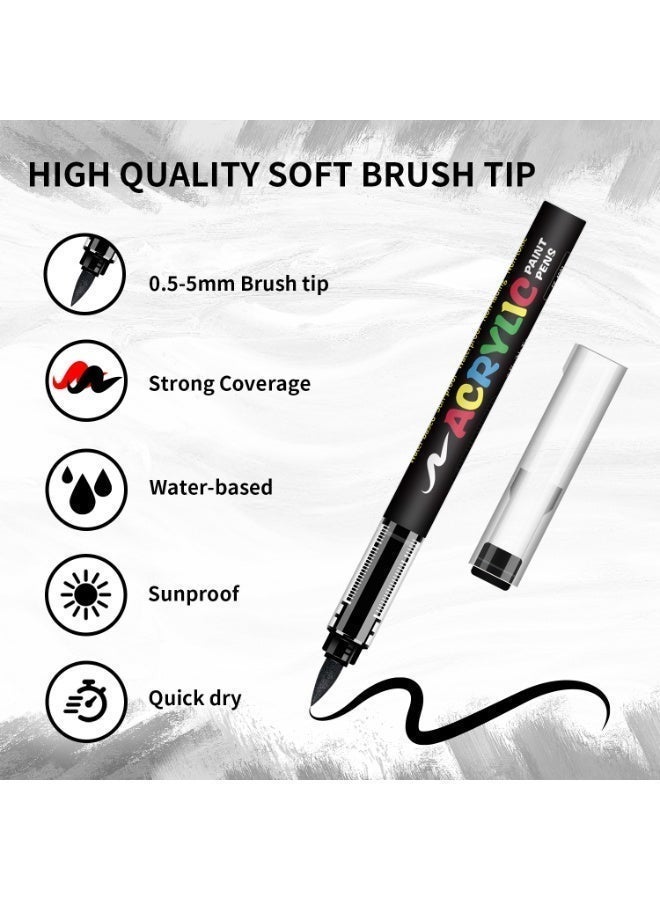 هايداز 24-Color Water-Based Acrylic Paint Markers  with Flexible Brush Tips for Rock, Canvas, Wood and Glass, Suitable for Kids and Adults - Image 4