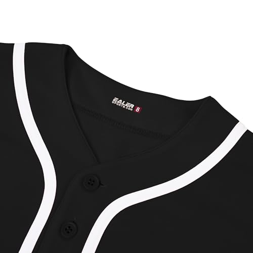 EALER BJK80 Series Kids Baseball Jersey Softball Jersey Button Down Shirts Black Size 4T - Image 4