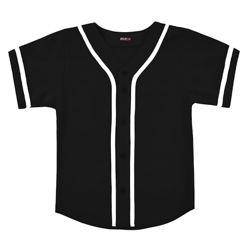 EALER BJK80 Series Kids Baseball Jersey Softball Jersey Button Down Shirts Black Size 4T - Image 1
