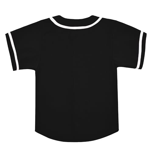 EALER BJK80 Series Kids Baseball Jersey Softball Jersey Button Down Shirts Black Size 4T - Image 2