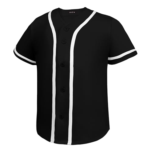 EALER BJK80 Series Kids Baseball Jersey Softball Jersey Button Down Shirts Black Size 4T - Image 3