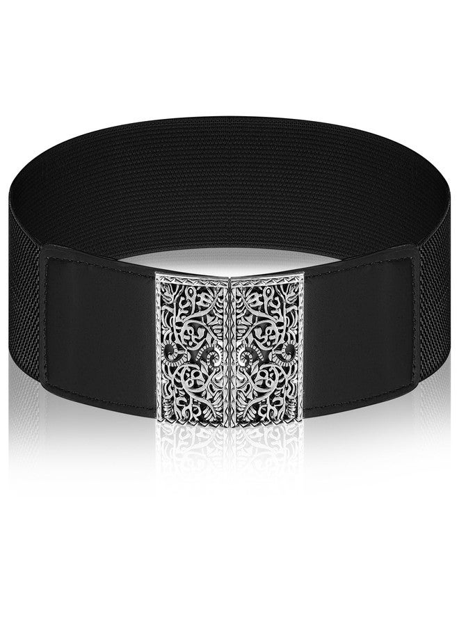 Jeffdad Adjustable Elastic Belt for Women, Women's Stretchy Belt, Wide Elastic Waist Belts for Pants Jeans Dresses(Black) - Image 1