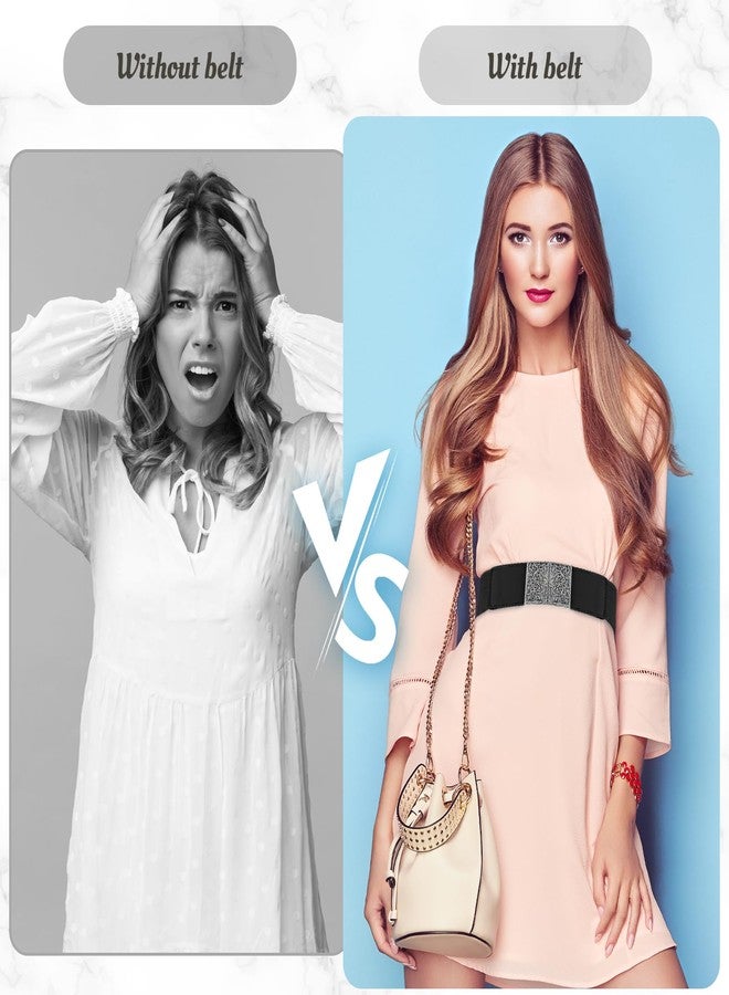 Jeffdad Adjustable Elastic Belt for Women, Women's Stretchy Belt, Wide Elastic Waist Belts for Pants Jeans Dresses(Black) - Image 3