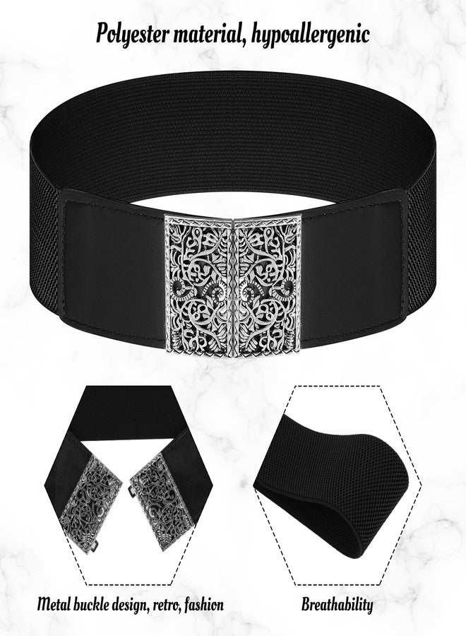 Jeffdad Adjustable Elastic Belt for Women, Women's Stretchy Belt, Wide Elastic Waist Belts for Pants Jeans Dresses(Black) - Image 4