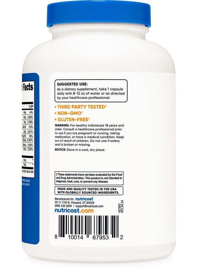 نيوتريكوست فيتامين ب كومبلكس 462 مجم، 240 كبسولة - مع فيتامين سي - مركب الطاقة