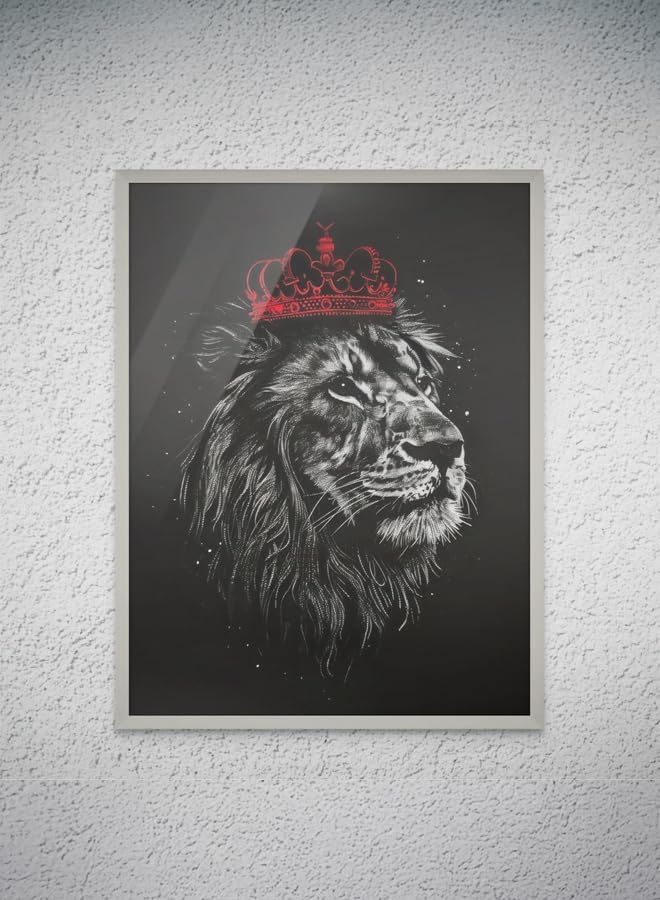 Art Decor Framed Fine Art of Lion Portrait Street Artwork Animal Wall Art Print Wall Decor for Home Living Room Bedroom Office Studio and Gifting 30x40cm - Image 1