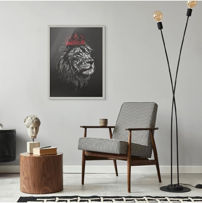 Art Decor Framed Fine Art of Lion Portrait Street Artwork Animal Wall Art Print Wall Decor for Home Living Room Bedroom Office Studio and Gifting 30x40cm - Image 3