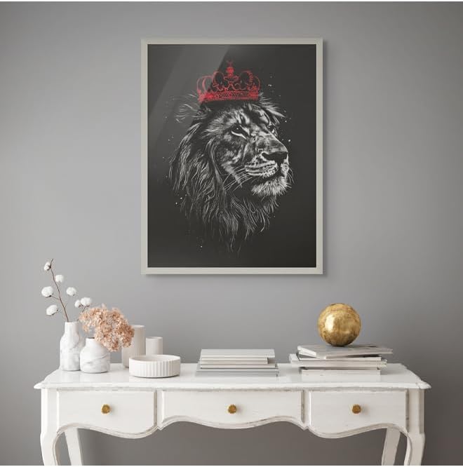 Art Decor Framed Fine Art of Lion Portrait Street Artwork Animal Wall Art Print Wall Decor for Home Living Room Bedroom Office Studio and Gifting 30x40cm - Image 4