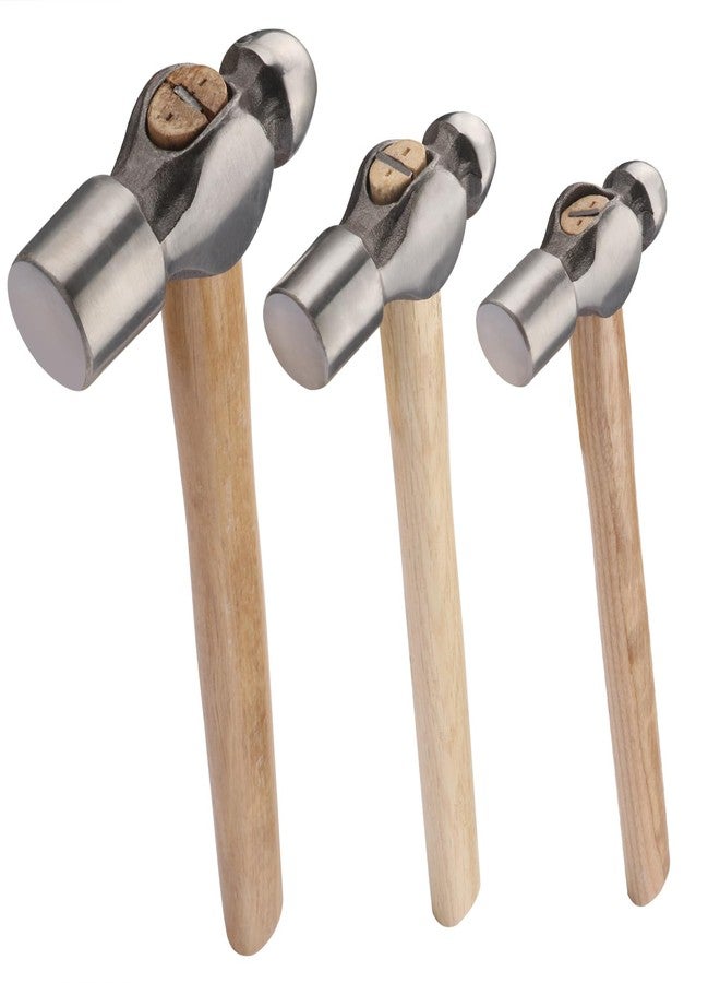 GENHAKON 3 Packs Ball Peen Hammer Set, 16oz & 24oz & 32oz, Ball Pein Hammers with Forged Steel Head & Wood Handle, by GENHAKON. - Image 1
