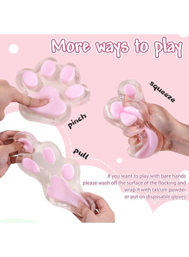 McDou Big Cat Paw Stress Relief Toy,Transparent Paw Squeeze Toy, Handmade Ultra-Soft Sensory Toy for Adults & Kids(Pink) - Image 4