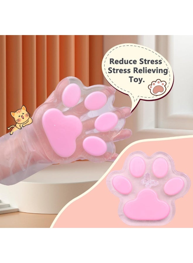 McDou Big Cat Paw Stress Relief Toy,Transparent Paw Squeeze Toy, Handmade Ultra-Soft Sensory Toy for Adults & Kids(Pink) - Image 3