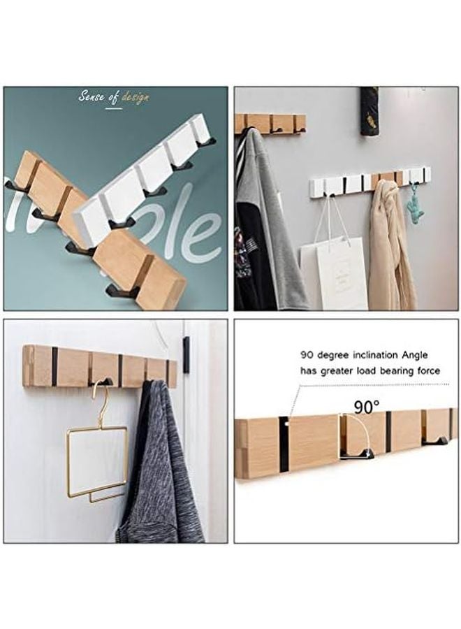 Foldable Wooden Clothes Hook Rack 3 Pack Assorted Color No Screw Installation For Door Entryway Bathroom - Image 4