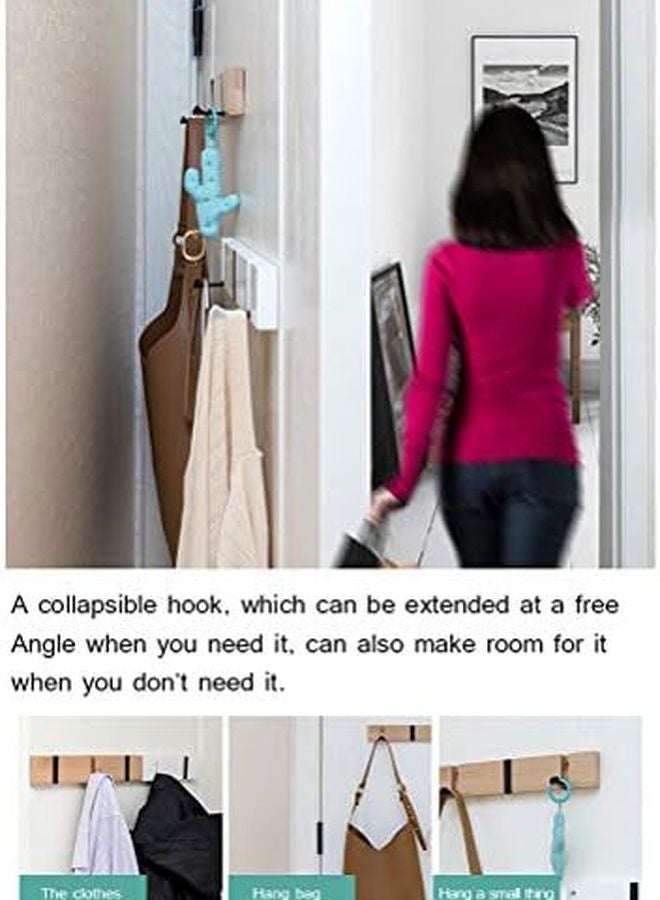 Foldable Wooden Clothes Hook Rack 3 Pack Assorted Color No Screw Installation For Door Entryway Bathroom - Image 5