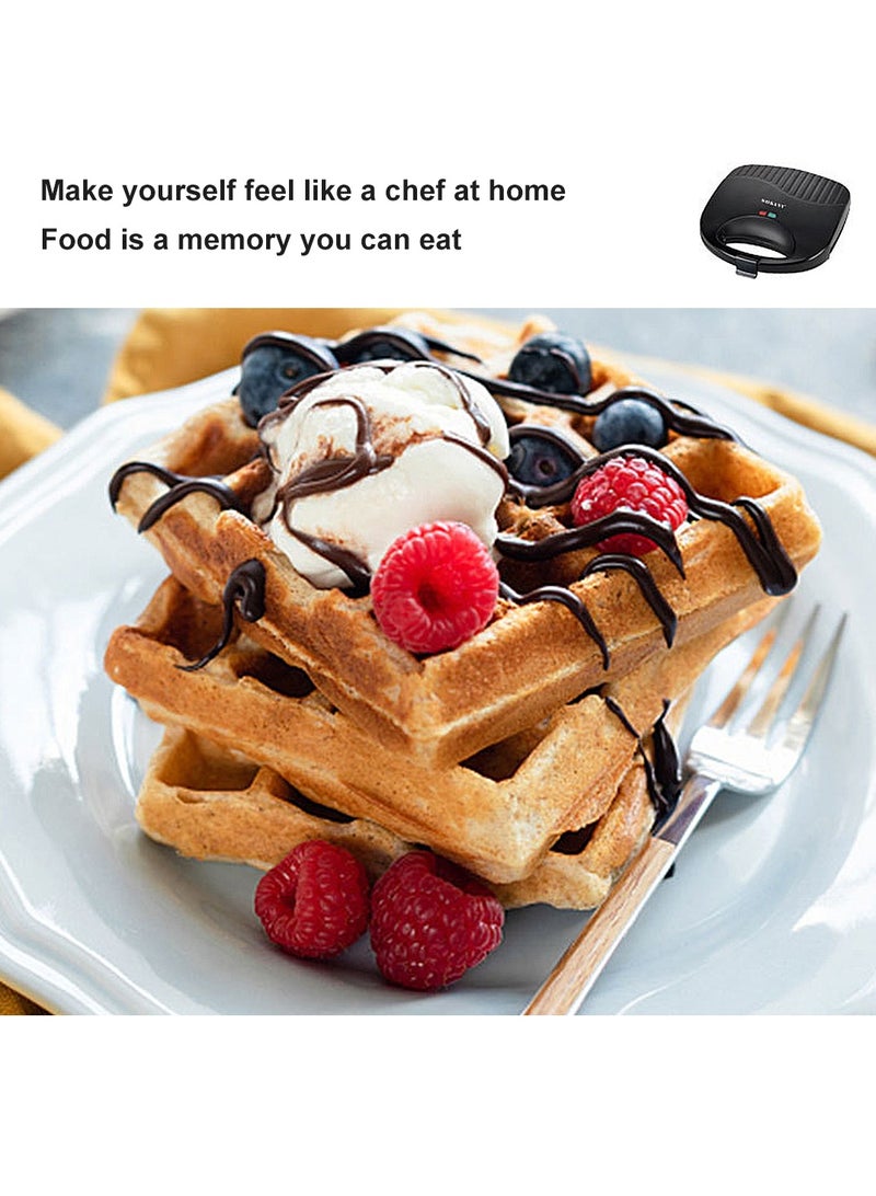 sokany 2-Slice Waffle Maker with Non-Stick Waffle Plate for Easy Use and Cleaning | Featured with Cool Touch Body, Handle Lock and Indicator Lights 750 W SK-114 Black  - Image 3
