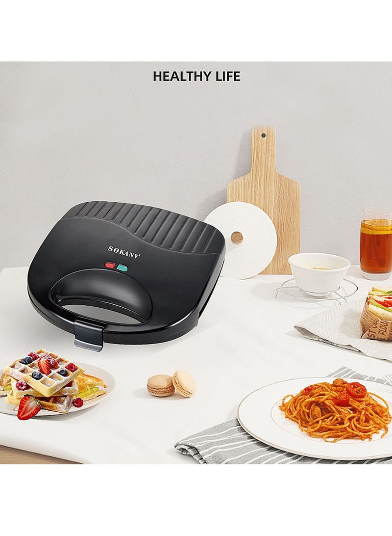 sokany 2-Slice Waffle Maker with Non-Stick Waffle Plate for Easy Use and Cleaning | Featured with Cool Touch Body, Handle Lock and Indicator Lights 750 W SK-114 Black  - Image 5