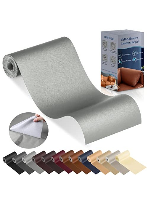 YAFLC YAFLC Leather Repair Patch for Furniture 4 x 63 Self Adhesive Leather Repair Kit Vinyl Repair Tape for Car Seat Sofa Jackets Couches Chair Grey 
