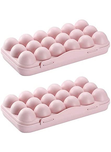 SKOFRI SKOFRI 18 Grid Egg Storage Box with Lid Egg Preservation Box Buckle Design Egg Storage Box Freestanding Egg Tray Suitable for Home Refrigerator Outdoor color pink 1pcs  - Image 3