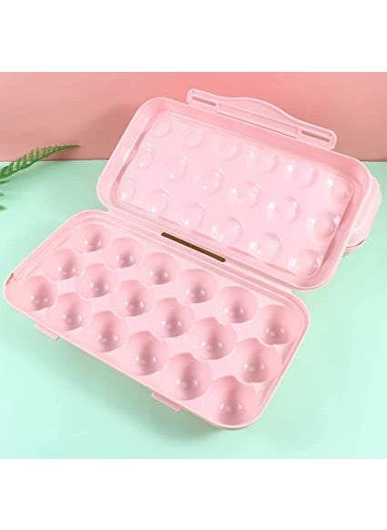 SKOFRI SKOFRI 18 Grid Egg Storage Box with Lid Egg Preservation Box Buckle Design Egg Storage Box Freestanding Egg Tray Suitable for Home Refrigerator Outdoor color pink 1pcs  - Image 4