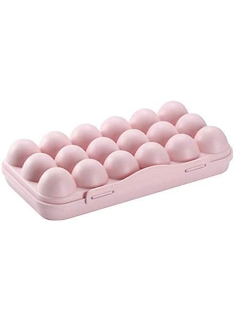 SKOFRI SKOFRI 18 Grid Egg Storage Box with Lid Egg Preservation Box Buckle Design Egg Storage Box Freestanding Egg Tray Suitable for Home Refrigerator Outdoor color pink 1pcs  - Image 1